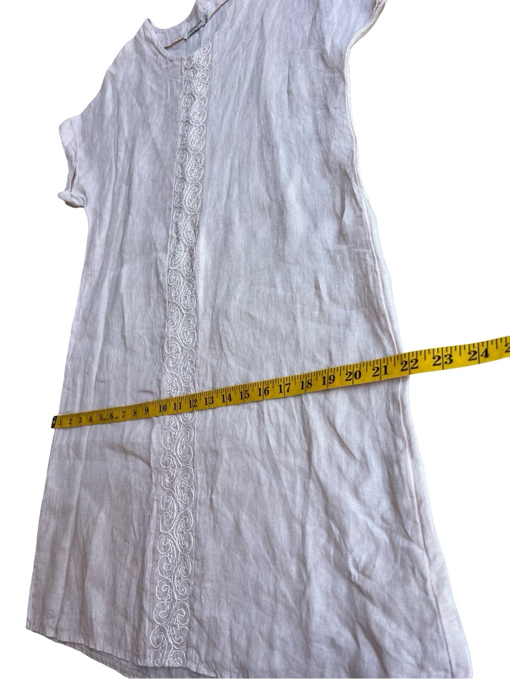 Valentina Naldi Blush Tunic/ Dress Sz M 100% Linen Embroidered Front Italy Boho - Picture 11 of 12